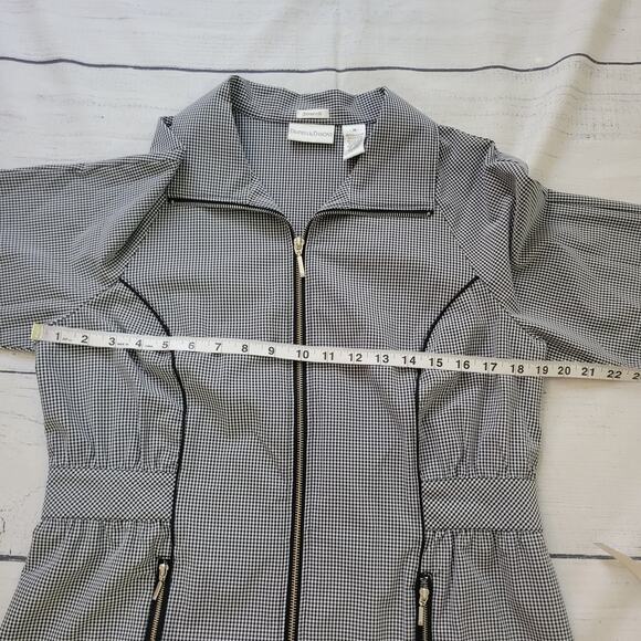 Drapers & Damons Size M Stretch Gingam Plaid Black White Full Zip Jacket - Picture 8 of 10
